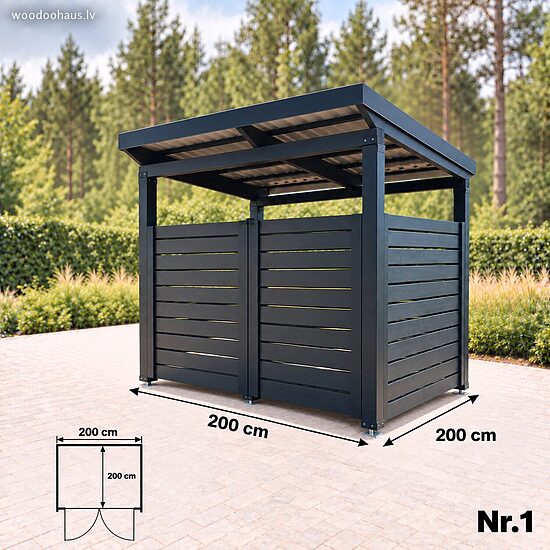 Open-Style Waste Bin Shelter – 1 Bin + Storage Space